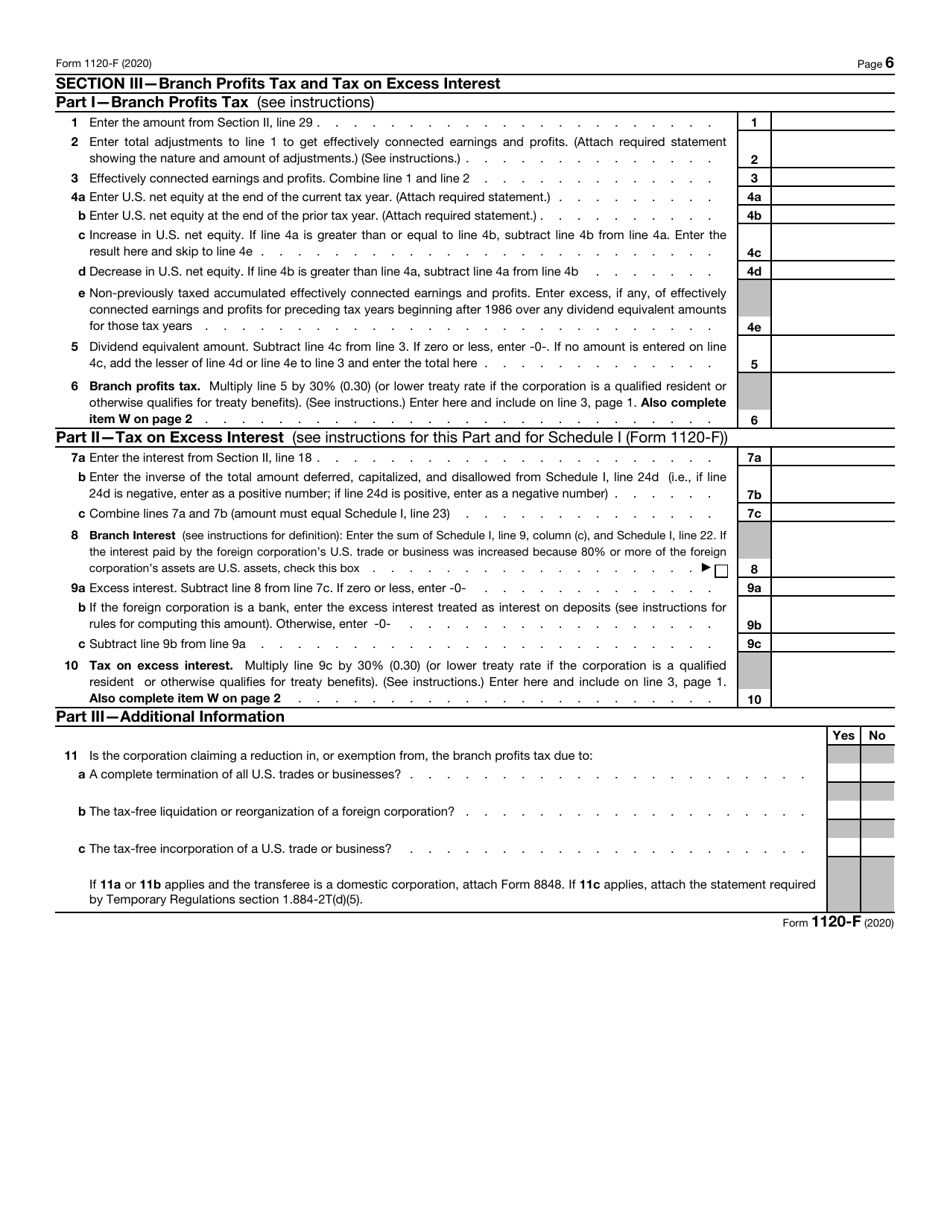 IRS Form 1120-F U.S. Income Tax Return of a Foreign Corporation, Page 6