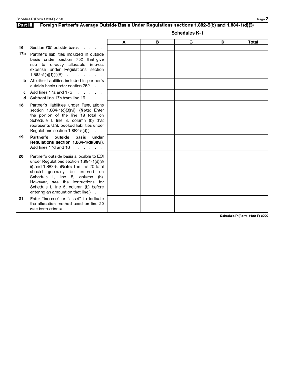 IRS Form 1120-F Schedule P List of Foreign Partner Interests in Partnerships, Page 2