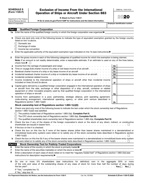 IRS Form 1120-F Schedule S 2020 Printable Pdf