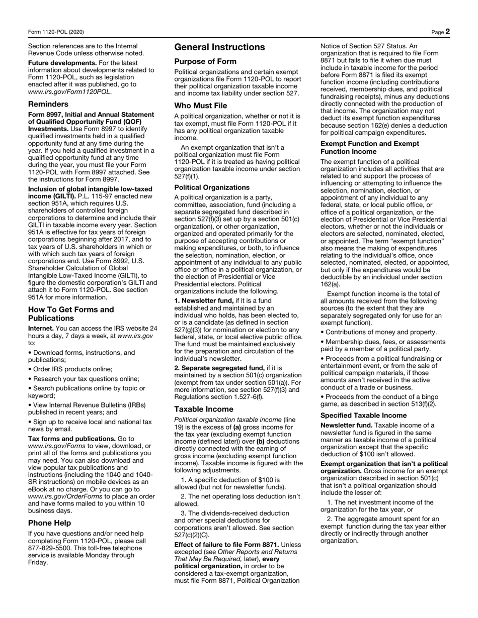 IRS Form 1120-POL U.S. Income Tax Return for Certain Political Organizations, Page 2