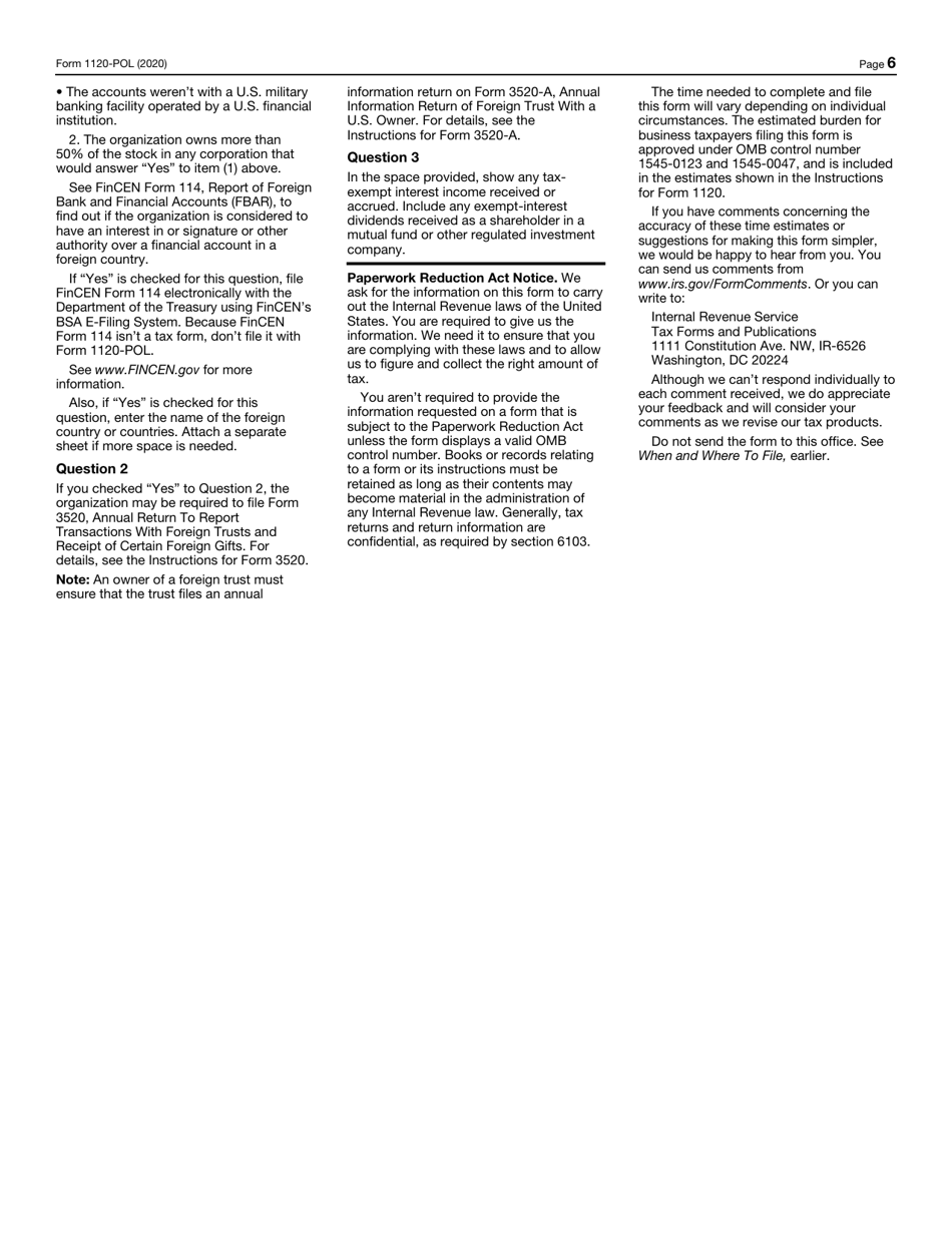 IRS Form 1120-POL U.S. Income Tax Return for Certain Political Organizations, Page 6