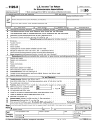 IRS Form 1120-H &quot;U.S. Income Tax Return for Homeowners Associations&quot;, 2020