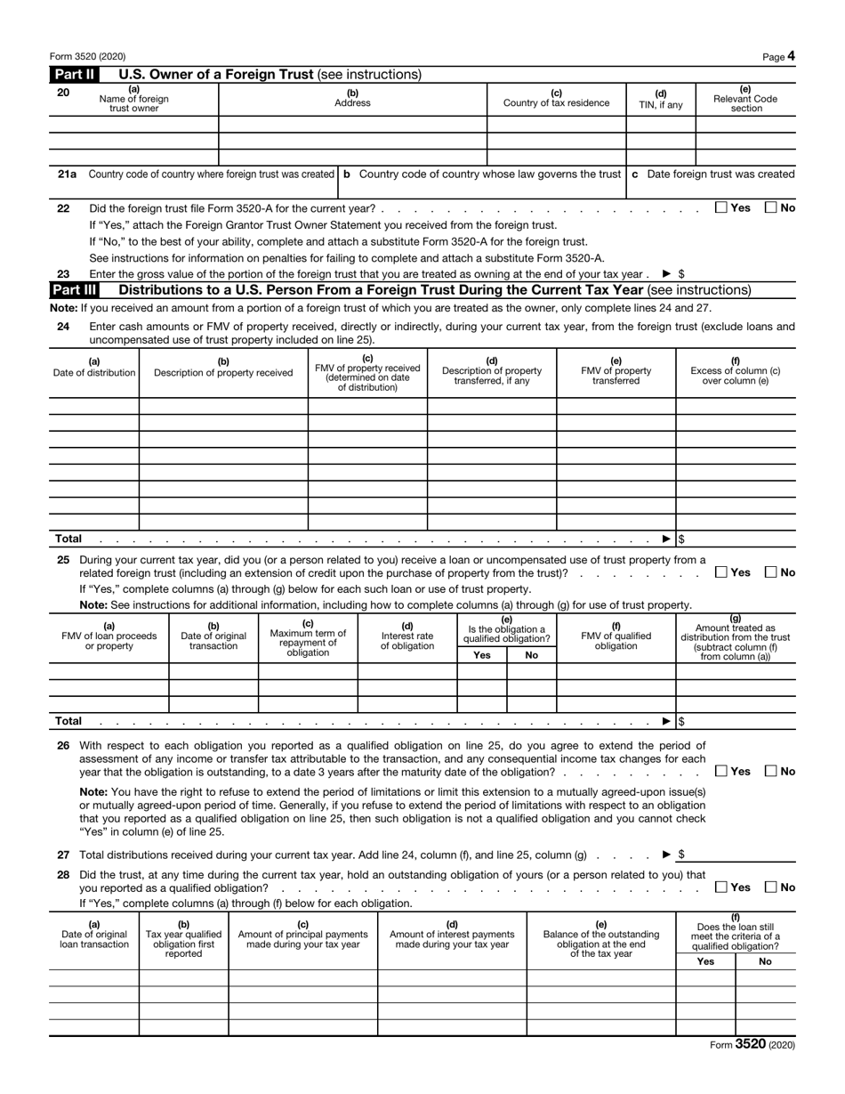 IRS Form 3520 - 2020 - Fill Out, Sign Online and Download Fillable PDF ...