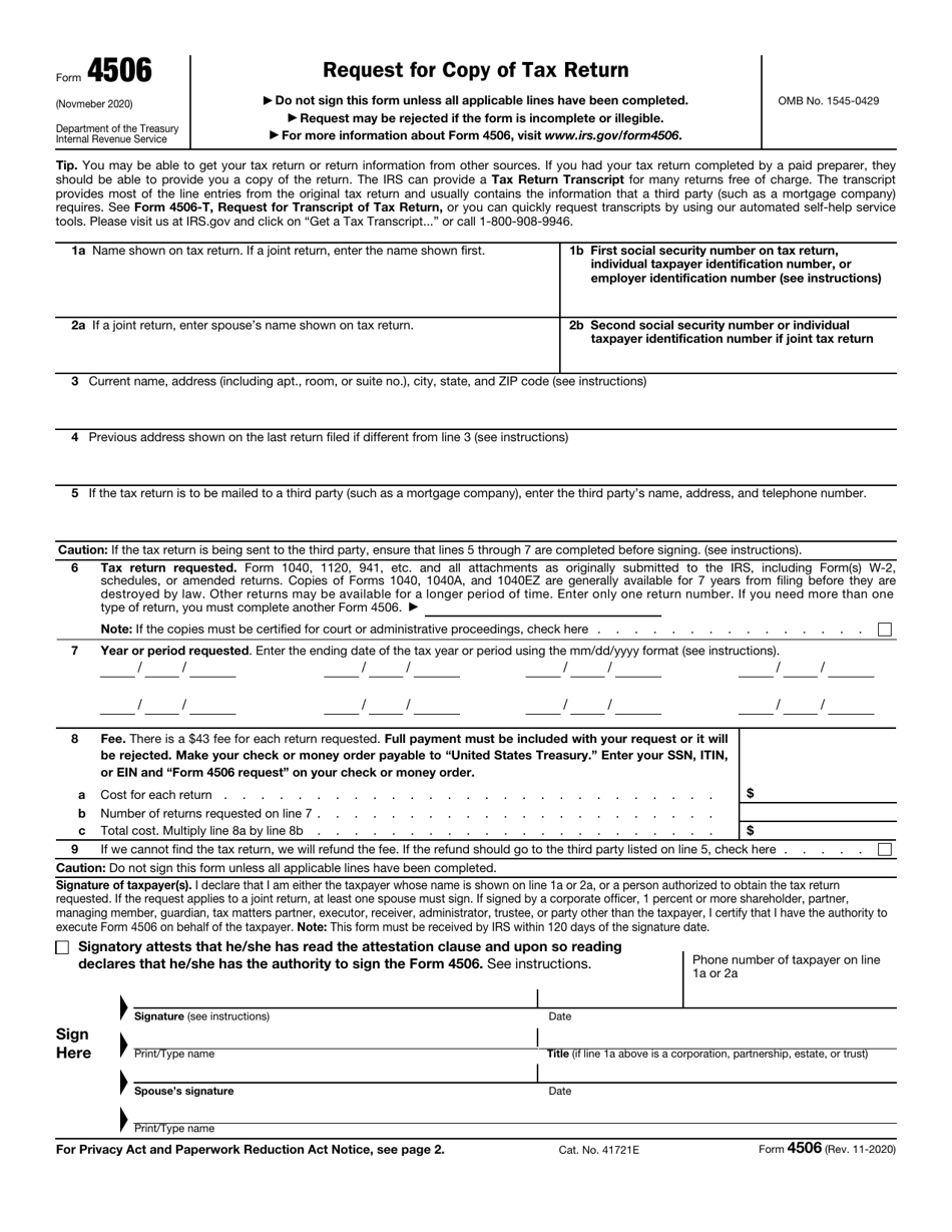 IRS Form 4506 Fill Out Sign Online And Download Fillable PDF 