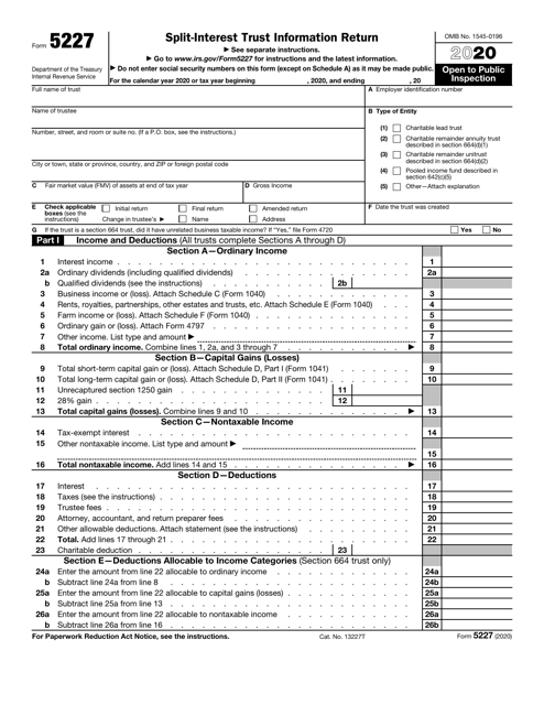 IRS Form 5227 2020 Printable Pdf