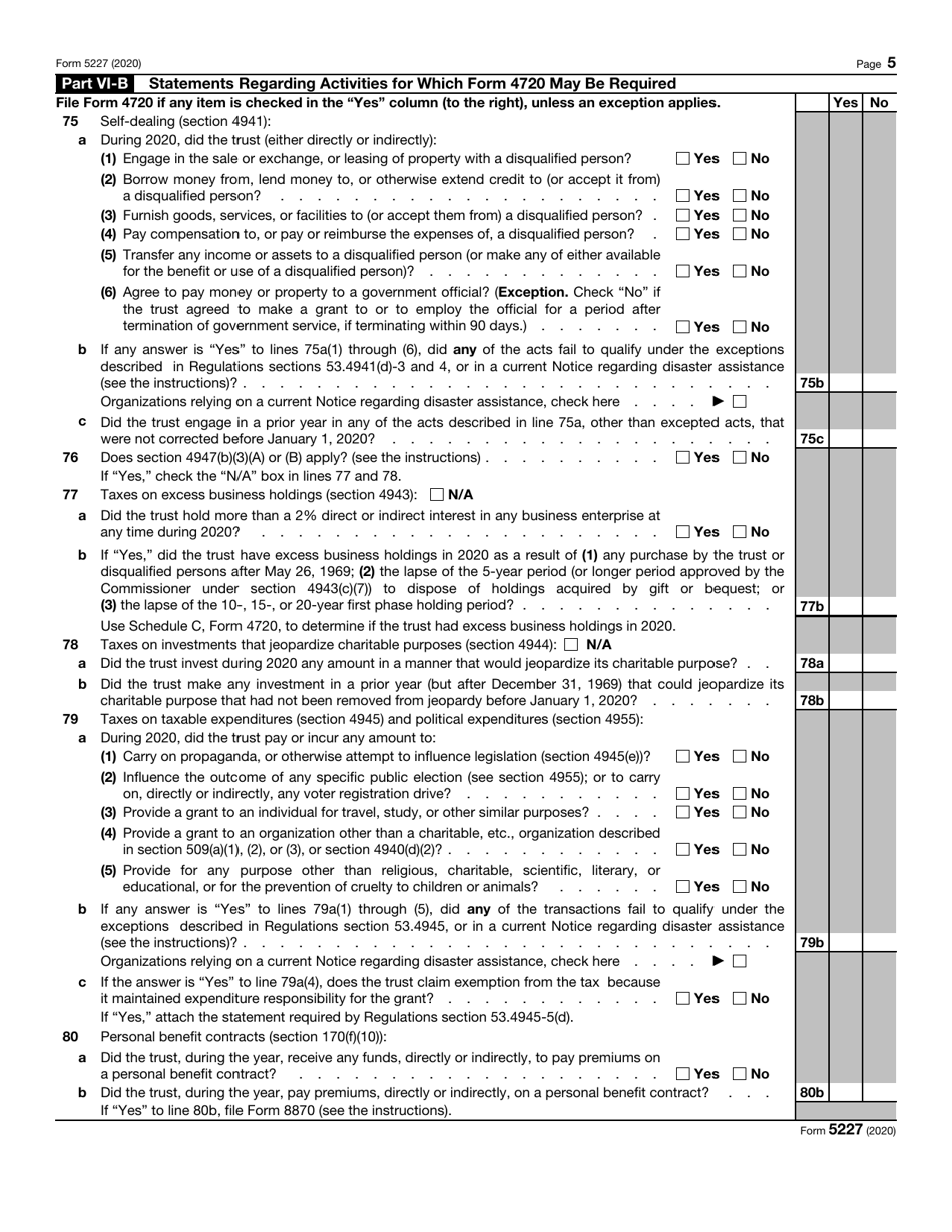 IRS Form 5227 Split-Interest Trust Information Return, Page 5