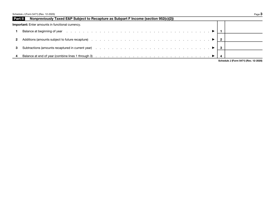 IRS Form 5471 Schedule J Accumulated Earnings  Profits (Ep) of Controlled Foreign Corporation, Page 3