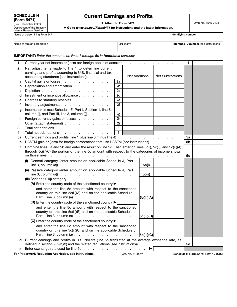 IRS Form 5471 Schedule H - Fill Out, Sign Online and Download Fillable ...