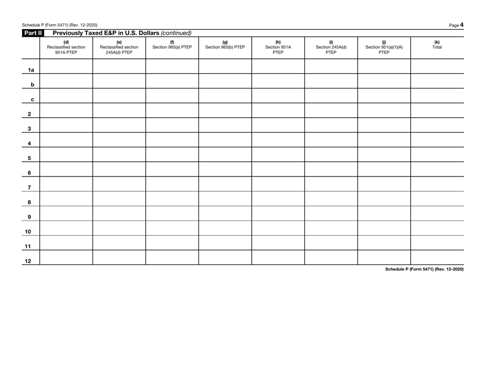 IRS Form 5471 Schedule P Previously Taxed Earnings and Profits of U.S. Shareholder of Certain Foreign Corporations, Page 4