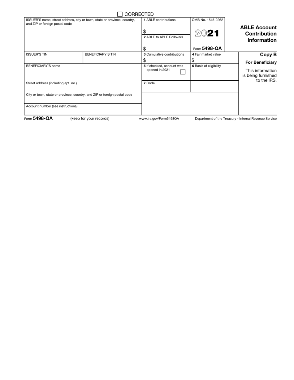 IRS Form 5498-QA Download Fillable PDF or Fill Online Able Account ...