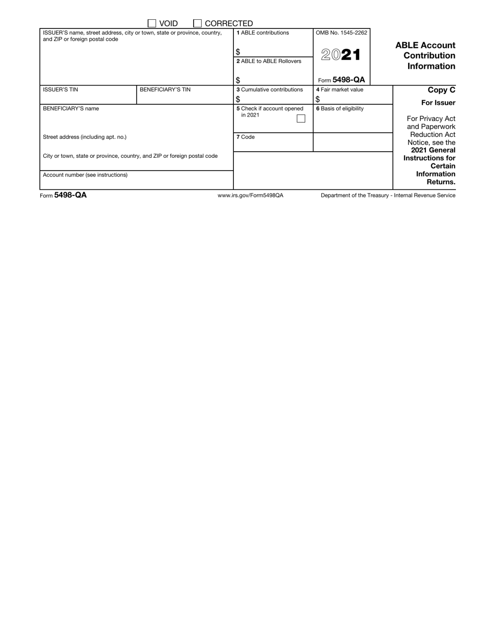 IRS Form 5498-QA Download Fillable PDF or Fill Online Able Account ...