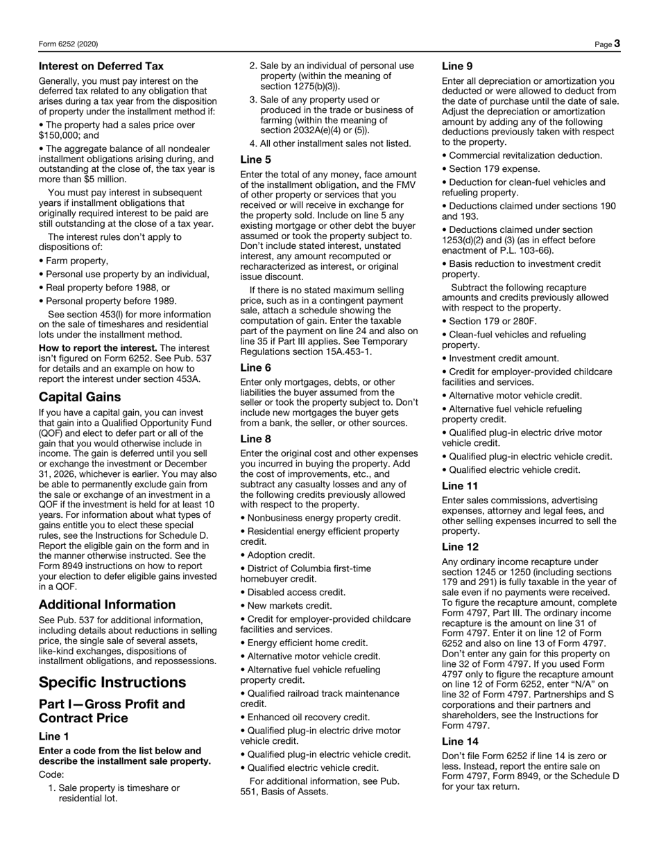 IRS Form 6252 Installment Sale Income, Page 3