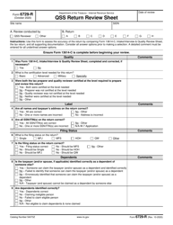 IRS Form 6729-R Qss Return Review Sheet