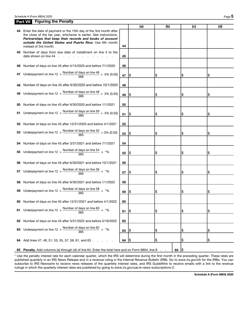 IRS Form 8804 Schedule A Penalty for Underpayment of Estimated Section 1446 Tax by Partnerships, Page 5