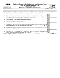 IRS Form 8846 Credit for Employer Social Security and Medicare Taxes Paid on Certain Employee Tips