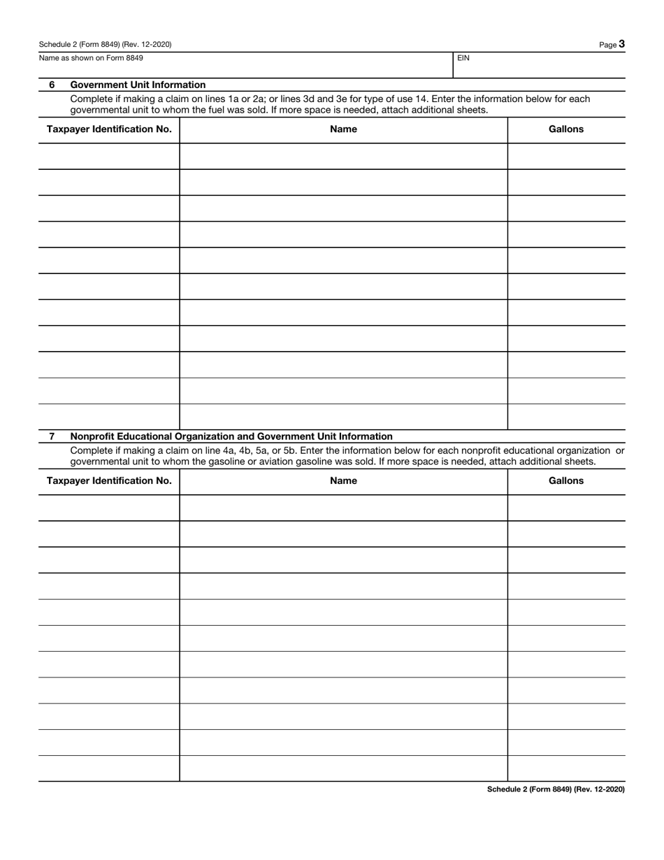 IRS Form 8849 Schedule 2 Sales by Registered Ultimate Vendors, Page 3