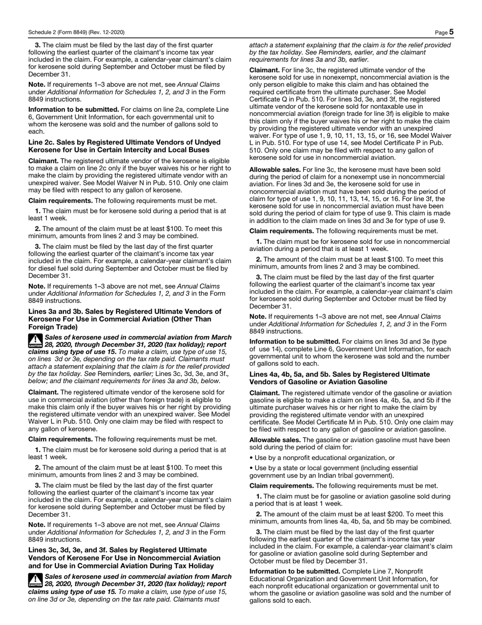 IRS Form 8849 Schedule 2 Sales by Registered Ultimate Vendors, Page 5