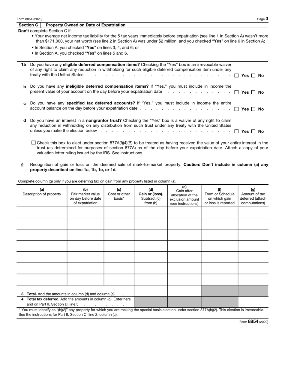 IRS Form 8854 Initial and Annual Expatriation Statement, Page 3