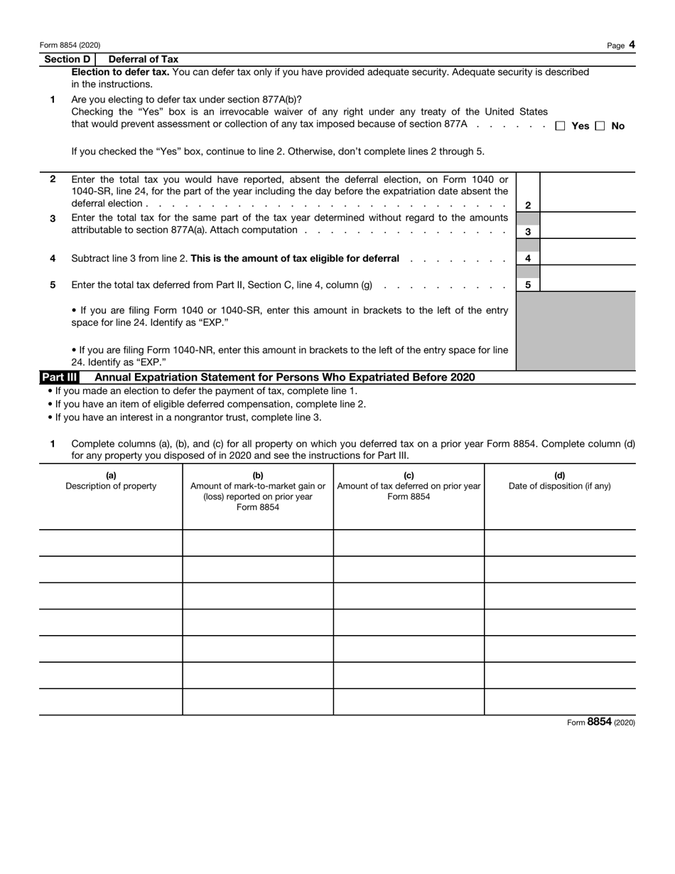 IRS Form 8854 Initial and Annual Expatriation Statement, Page 4