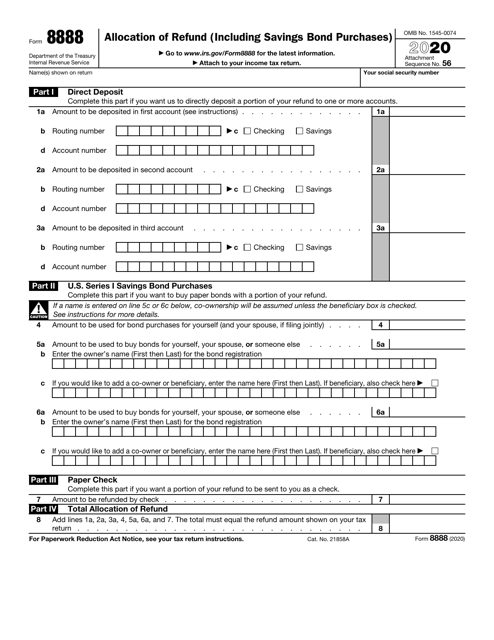 IRS Form 8888 2020 Printable Pdf