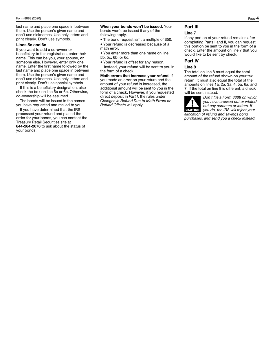 IRS Form 8888 Allocation of Refund (Including Savings Bond Purchases), Page 4