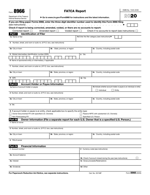 IRS Form 8966 2020 Printable Pdf