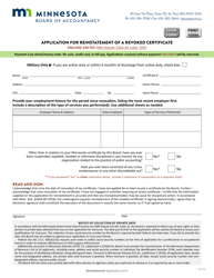 Application for Reinstatement of a Revoked Certificate - Minnesota