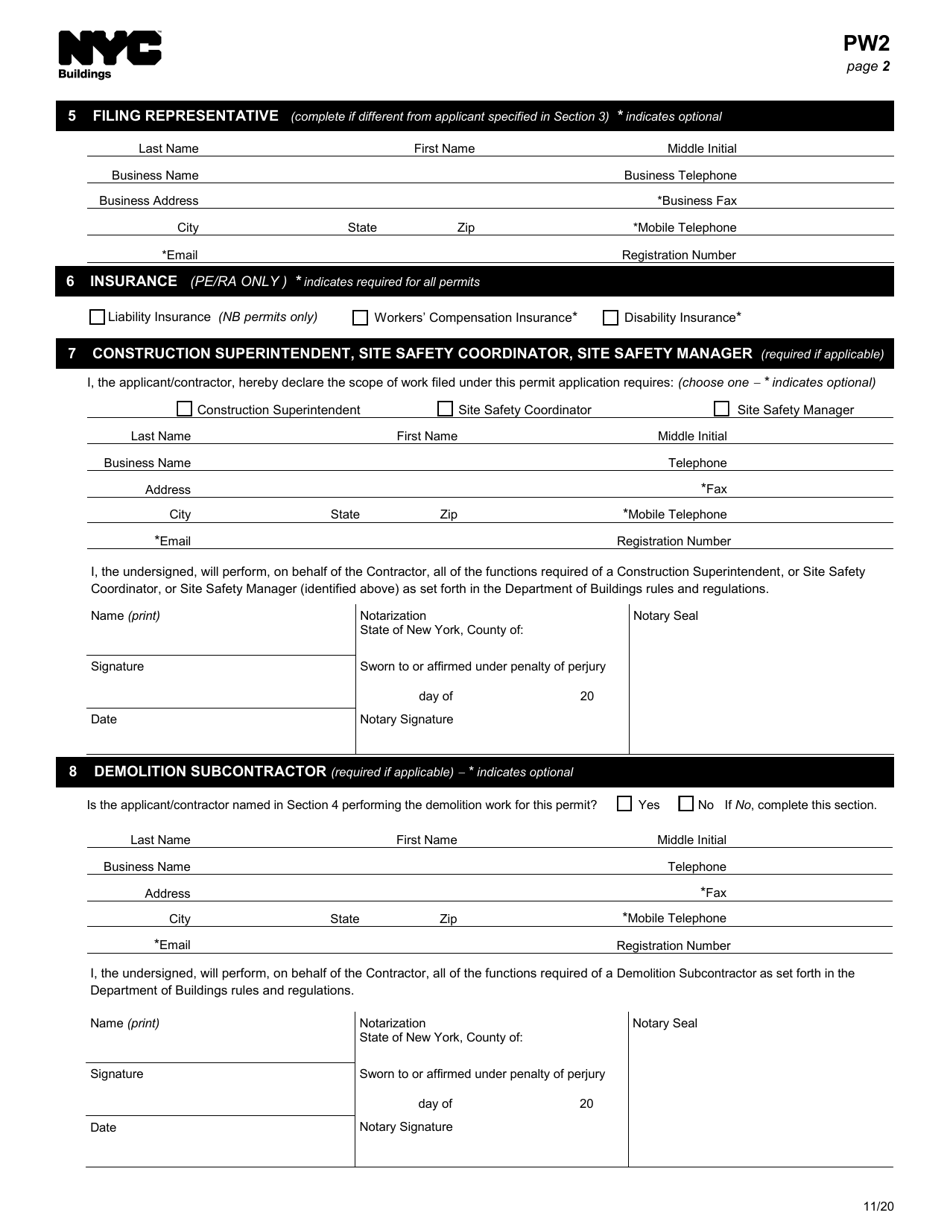 Form PW2 Download Fillable PDF or Fill Online Work Permit Application ...