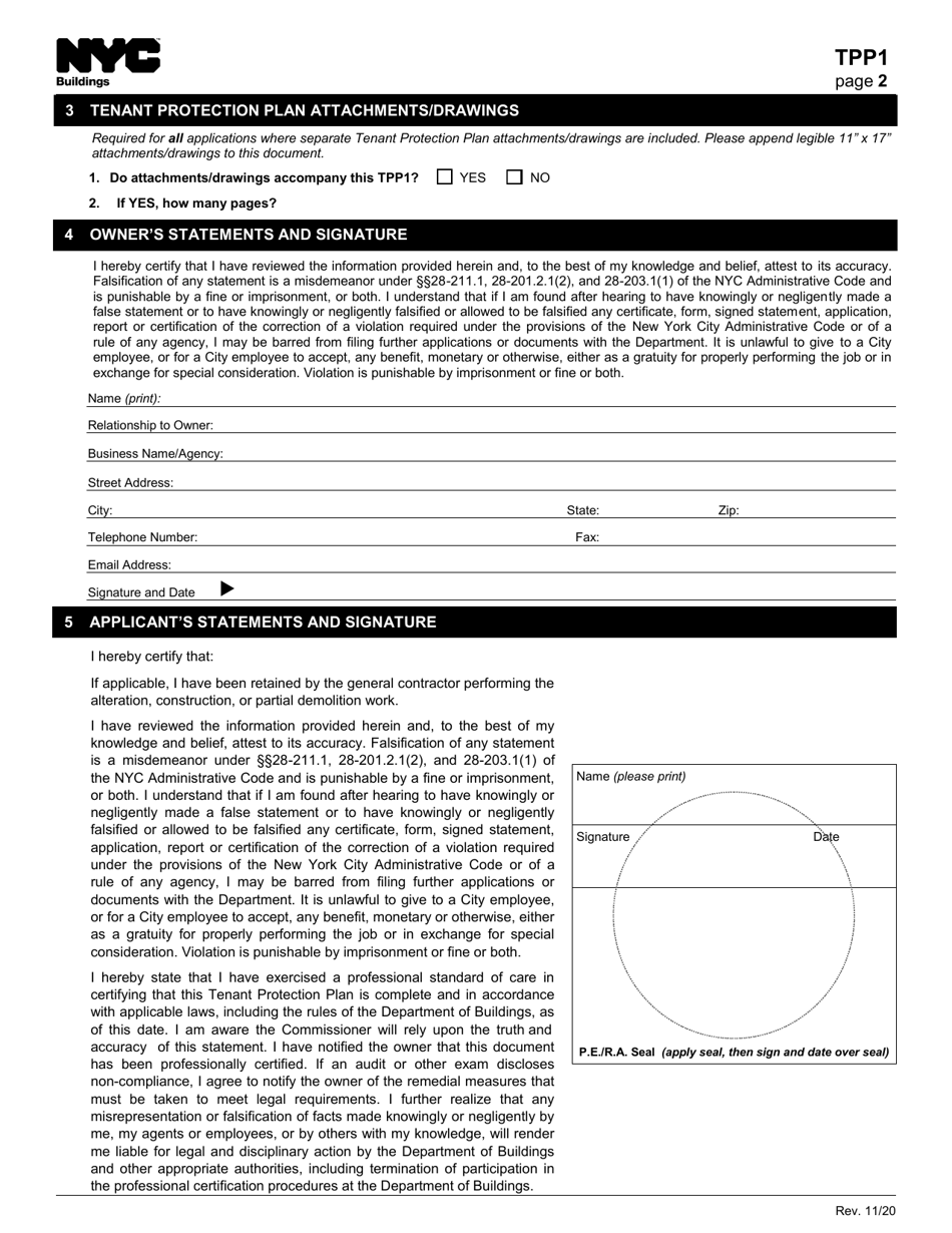 Form TPP1 Tenant Protection Plan - New York City, Page 2
