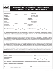 Document preview: Form Auth-0505 Agreement to Authorize Electronic Transmittal of Tax Information - New York City