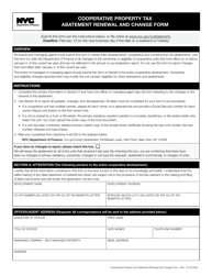 Document preview: Cooperative Property Tax Abatement Renewal and Change Form - New York City