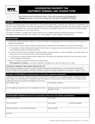 Cooperative Property Tax Abatement Renewal and Change Form - New York City