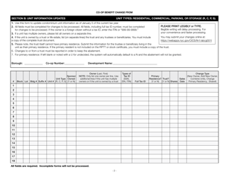 Cooperative Property Tax Abatement Renewal and Change Form - New York City, Page 2