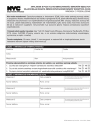 Senior Citizen Homeowners&#039; Exemption Renewal Application - New York City (Polish)