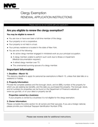 Clergy Exemption Renewal Application - New York City