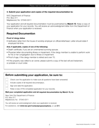 Clergy Exemption Renewal Application - New York City, Page 2