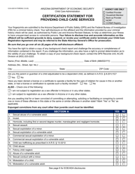 Document preview: Form CCA-0201A Certification Statement for Providing Child Care Services - Arizona