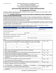 Form LCR-1025A Application for Initial Hcbs Certification - Arizona