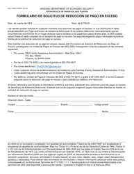 Document preview: Formulario FAA-1768A-S Formulario De Solicitud De Reduccion De Pago En Exceso - Arizona (Spanish)