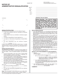 Document preview: Form CF377.7A Notice of Administrative Disqualification - California
