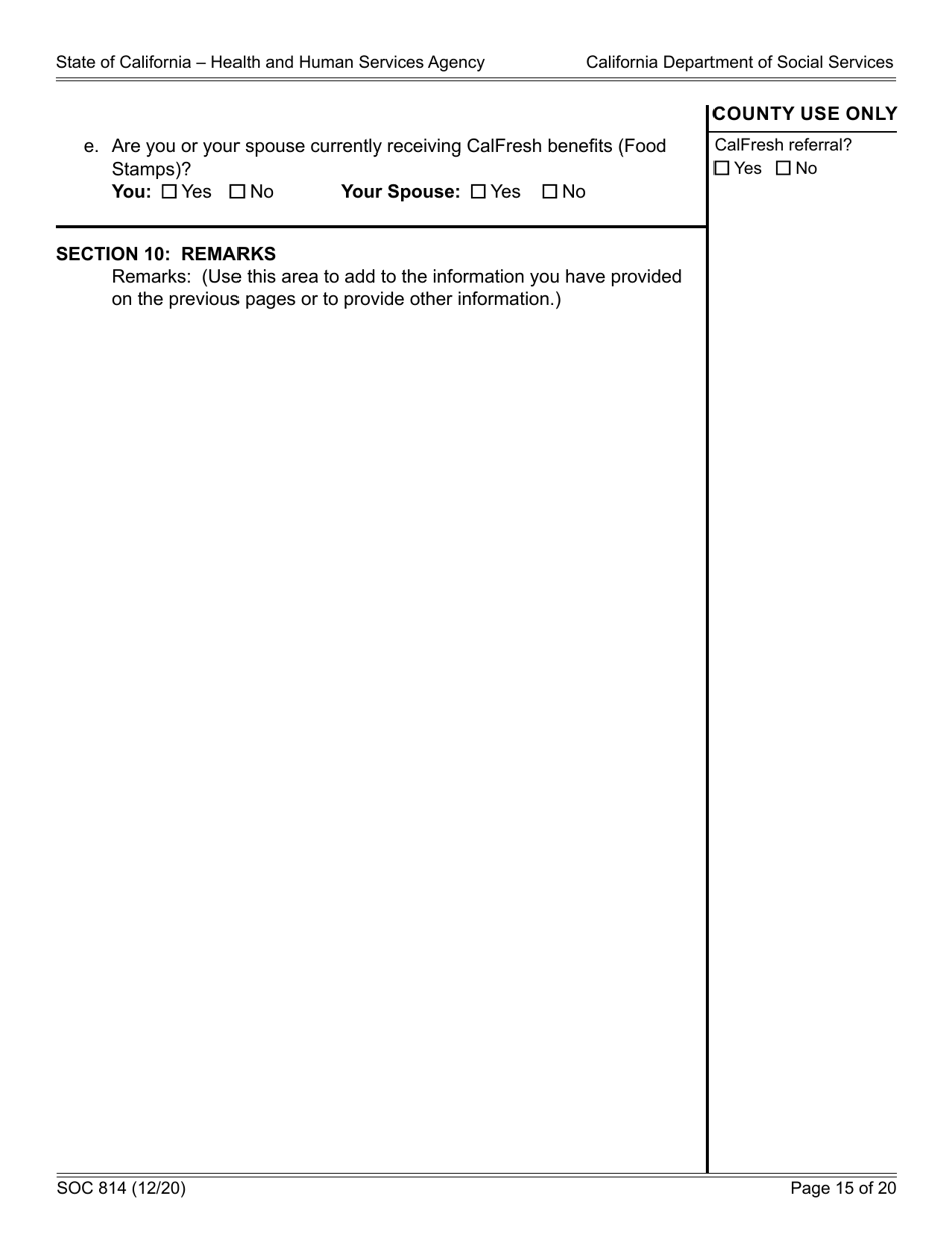Form SOC814 Statement of Facts Cash Assistance Program for Immigrants (Capi) - California, Page 15