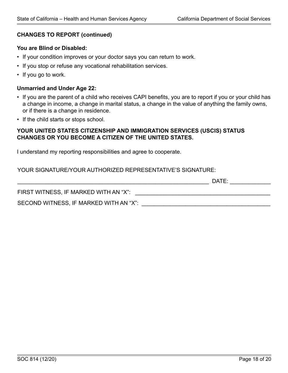 Form SOC814 Statement of Facts Cash Assistance Program for Immigrants (Capi) - California, Page 18