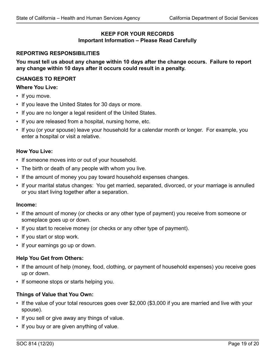 Form SOC814 Statement of Facts Cash Assistance Program for Immigrants (Capi) - California, Page 19