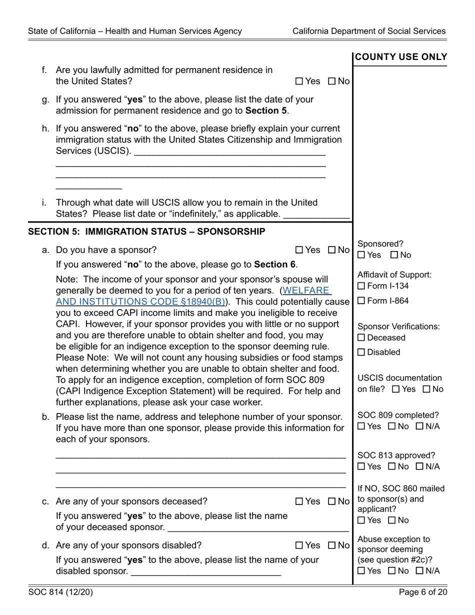 Form SOC814 Download Fillable PDF or Fill Online Statement of Facts ...