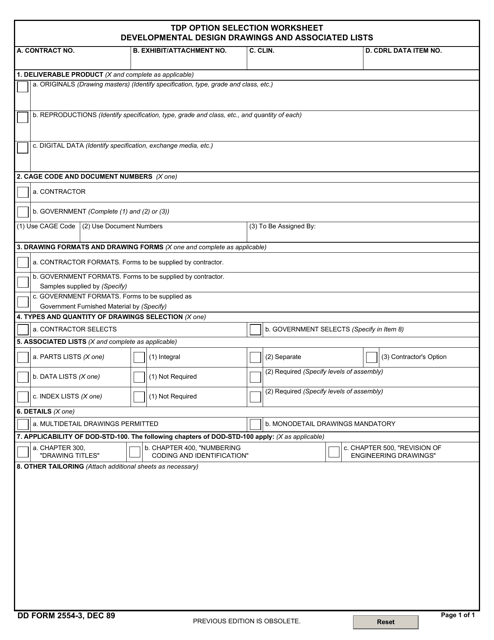 DD Form 2554-3  Printable Pdf