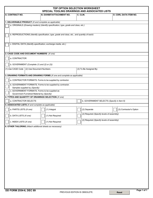 DD Form 2554-6  Printable Pdf