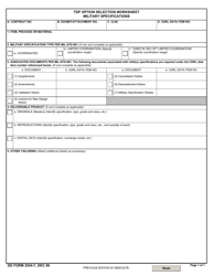 Document preview: DD Form 2554-7 Tdp Option Selection Worksheet - Military Specifications