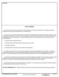 DD Form 2560 Advance Pay Certification/Authorization, Page 2