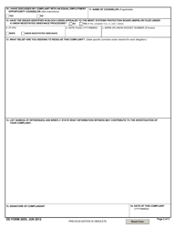 DD Form 2655 Complaint of Discrimination in the Federal Government, Page 2