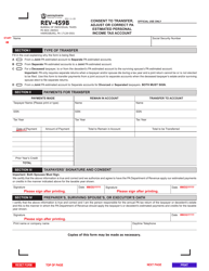 Form REV-459B Consent to Transfer, Adjust or Correct Pa Estimated Personal Income Tax Account - Pennsylvania